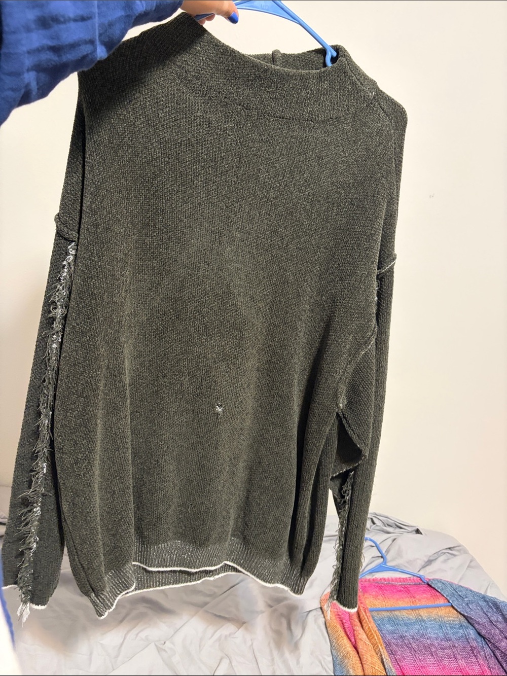 Distressed Olive Green Crewneck Sweater